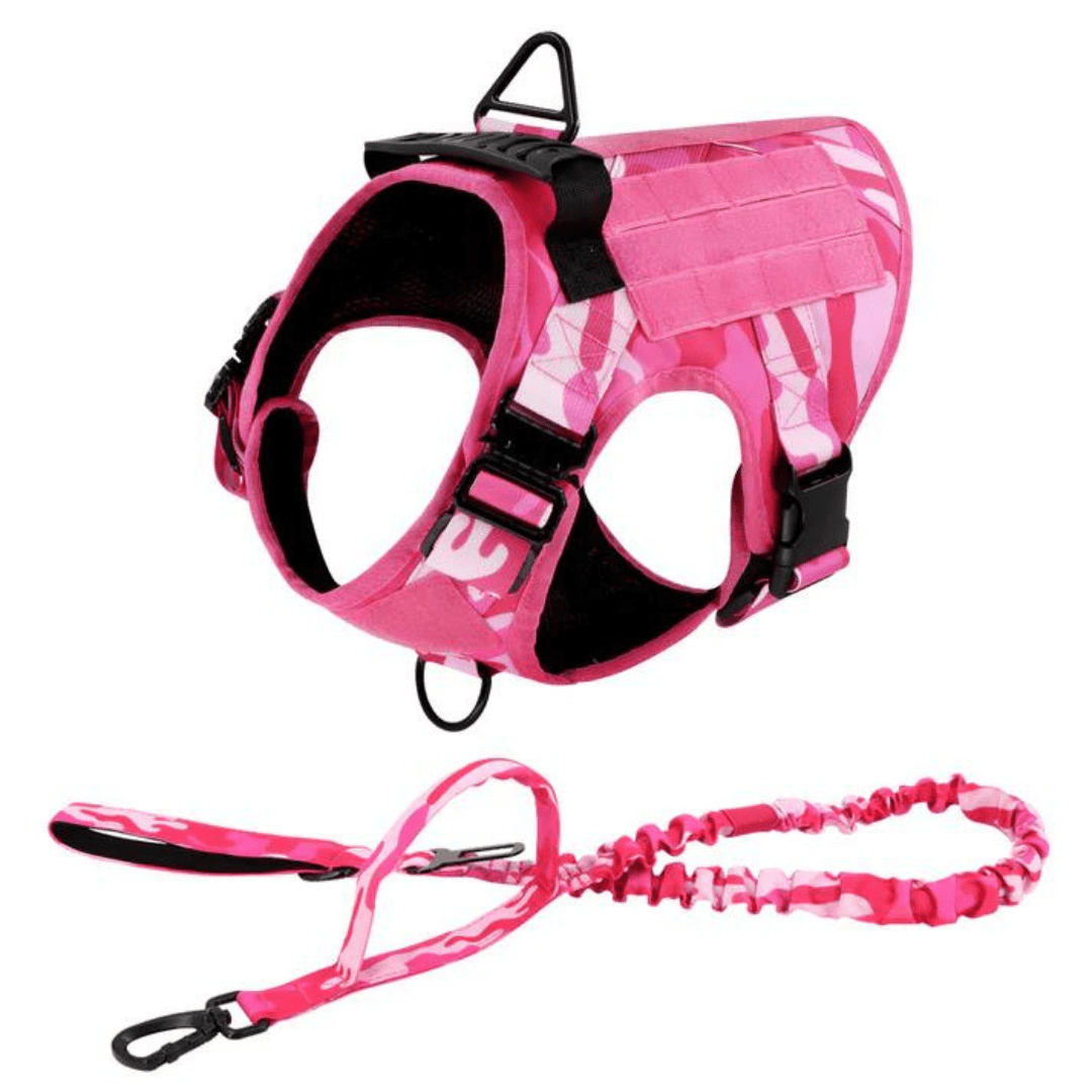 Classic Heavy-Duty Tactical No-Pull Team K9™ Dog Harness With Front & Back D-Rings, Quick-Release Metal-Buckles, Hook & Loop Panels, & Top Handle