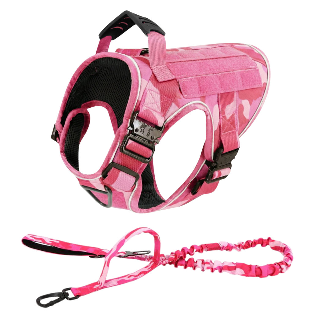 NEW Upgraded Tactical No-Pull Team K9™ Dog Harness with 4 Quick-Release Metal Buckles, Reinforced Front & Back V-Rings, Hook & Loop Panels, Adjustable Straps, Reflective Strips, & Top Handle