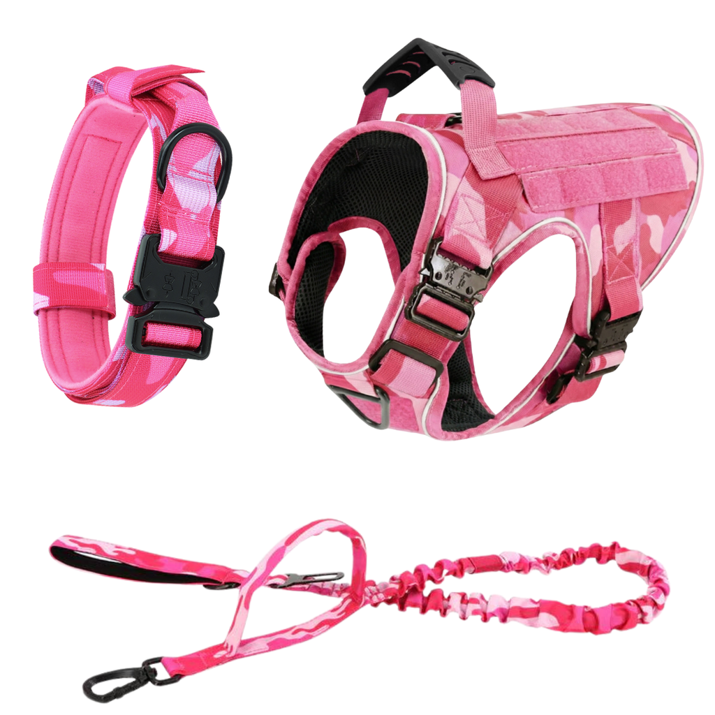 NEW Upgraded Tactical No-Pull Team K9™ Dog Harness with 4 Quick-Release Metal Buckles, Reinforced Front & Back V-Rings, Hook & Loop Panels, Adjustable Straps, Reflective Strips, & Top Handle
