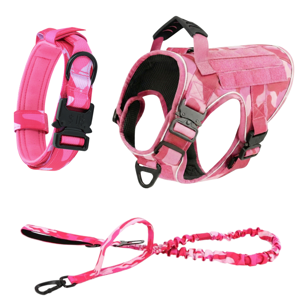 NEW Upgraded Tactical No-Pull Team K9™ Dog Harness with 4 Quick-Release Metal Buckles, Reinforced Front & Back V-Rings, Hook & Loop Panels, Adjustable Straps, Reflective Strips, & Top Handle