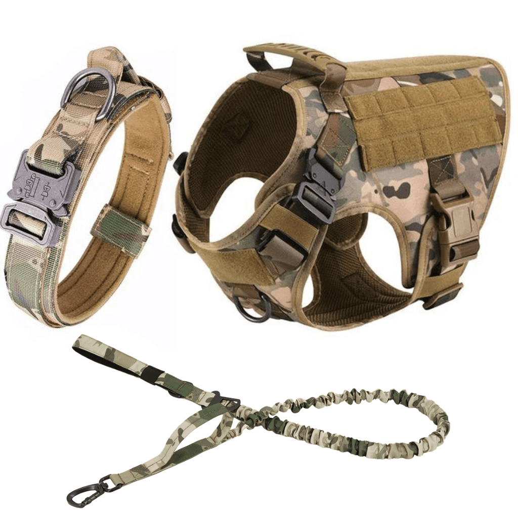 Classic Heavy-Duty Tactical No-Pull Team K9™ Dog Harness With Front & Back D-Rings, Quick-Release Metal-Buckles, Hook & Loop Panels, & Top Handle