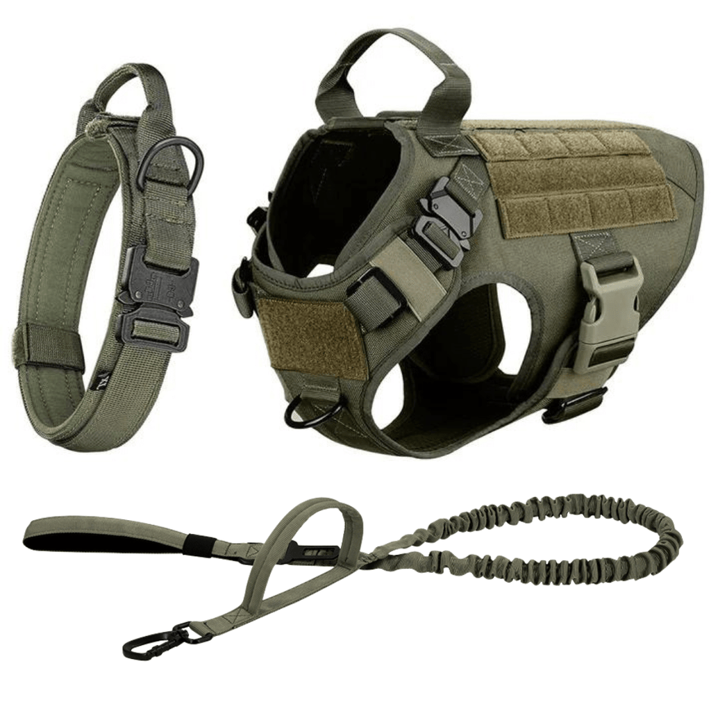 Classic Heavy-Duty Tactical No-Pull Team K9™ Dog Harness With Front & Back D-Rings, Quick-Release Metal-Buckles, Hook & Loop Panels, & Top Handle
