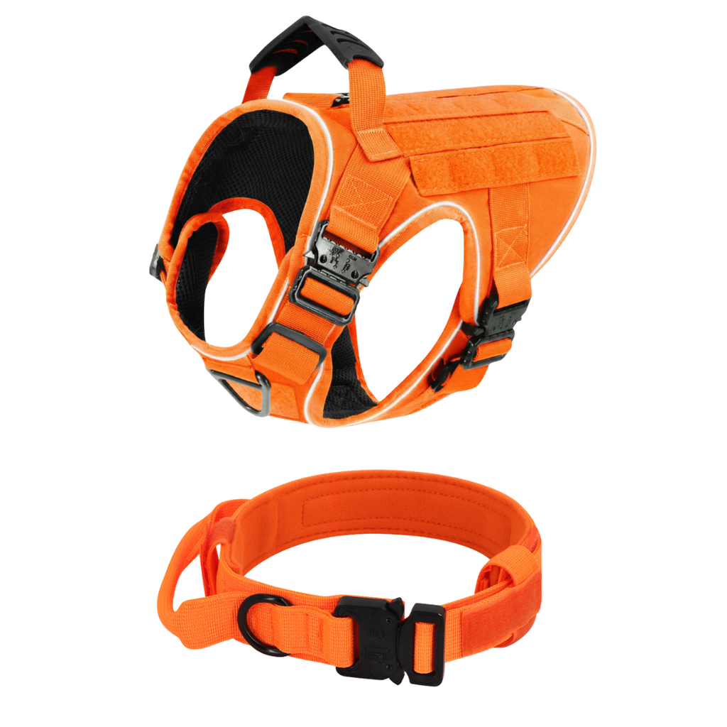 NEW Upgraded Tactical No-Pull Team K9™ Dog Harness with 4 Quick-Release Metal Buckles, Reinforced Front & Back V-Rings, Hook & Loop Panels, Adjustable Straps, Reflective Strips, & Top Handle