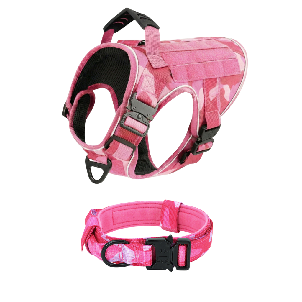 NEW Upgraded Tactical No-Pull Team K9™ Dog Harness with 4 Quick-Release Metal Buckles, Reinforced Front & Back V-Rings, Hook & Loop Panels, Adjustable Straps, Reflective Strips, & Top Handle