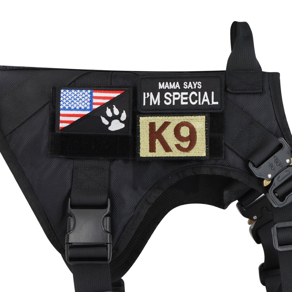Classic Heavy-Duty Tactical No-Pull Team K9™ Dog Harness With Front & Back D-Rings, Quick-Release Metal-Buckles, Hook & Loop Panels, & Top Handle