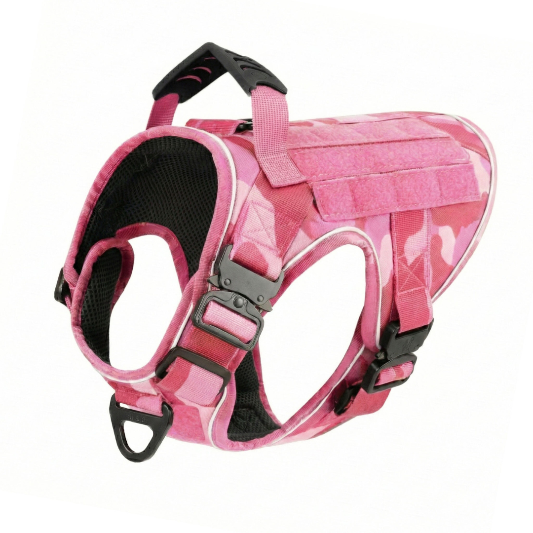 NEW Upgraded Tactical No-Pull Team K9™ Dog Harness with 4 Quick-Release Metal Buckles, Reinforced Front & Back V-Rings, Hook & Loop Panels, Adjustable Straps, Reflective Strips, & Top Handle