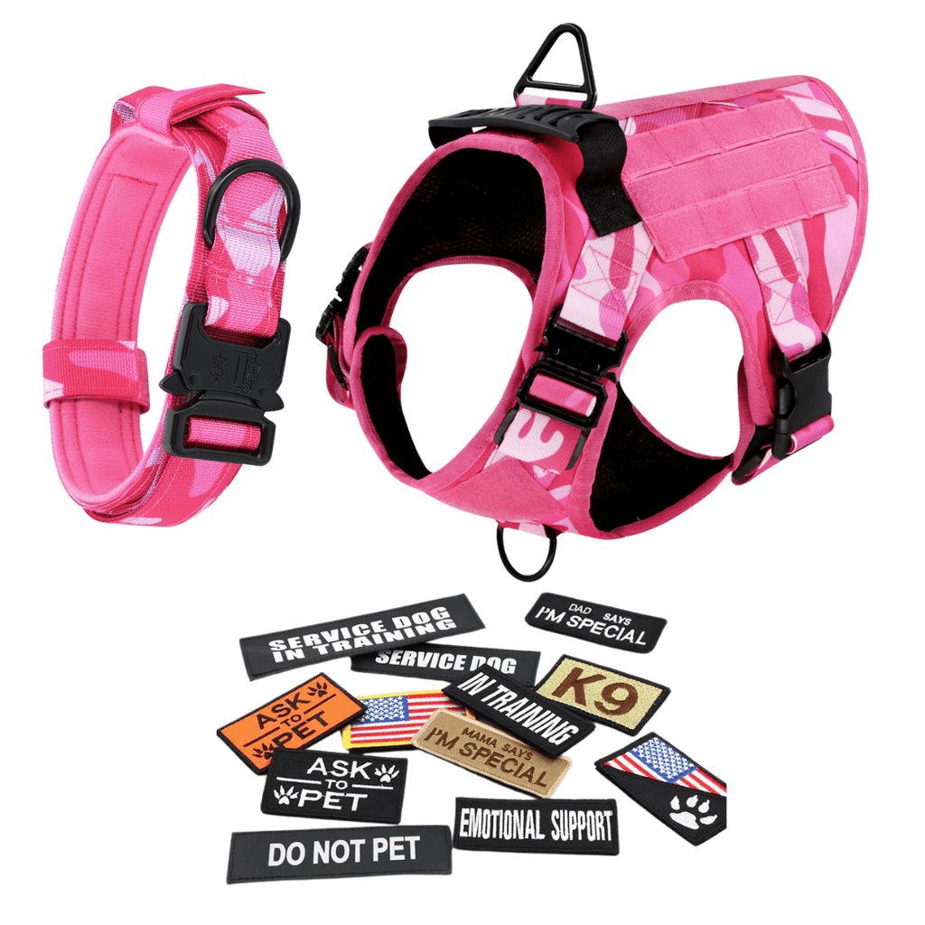 Classic Heavy-Duty Tactical No-Pull Team K9™ Dog Harness With Front & Back D-Rings, Quick-Release Metal-Buckles, Hook & Loop Panels, & Top Handle