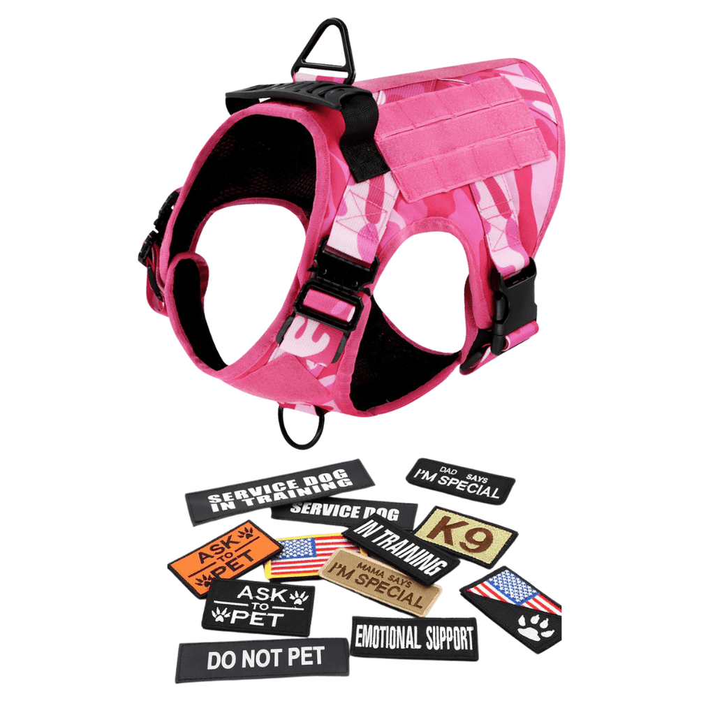 Classic Heavy-Duty Tactical No-Pull Team K9™ Dog Harness With Front & Back D-Rings, Quick-Release Metal-Buckles, Hook & Loop Panels, & Top Handle
