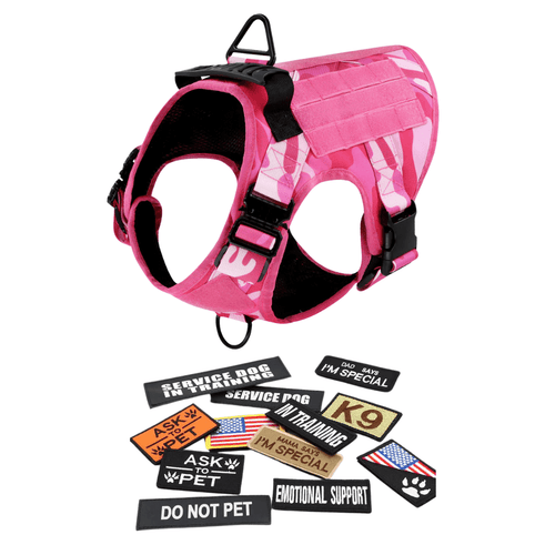 Classic Heavy-Duty Tactical No-Pull Team K9™ Dog Harness With Front & Back D-Rings, Quick-Release Metal-Buckles, Hook & Loop Panels, & Top Handle