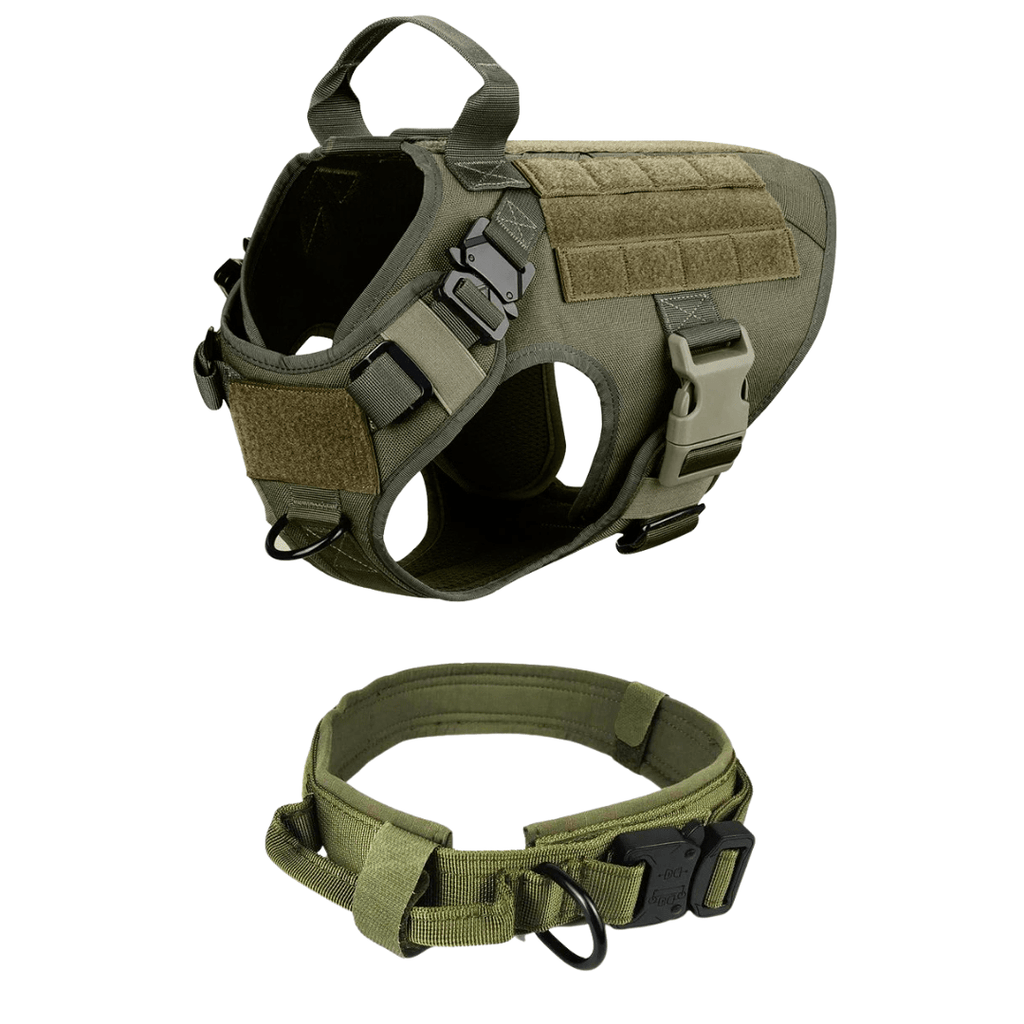 Classic Heavy-Duty Tactical No-Pull Team K9™ Dog Harness With Front & Back D-Rings, Quick-Release Metal-Buckles, Hook & Loop Panels, & Top Handle