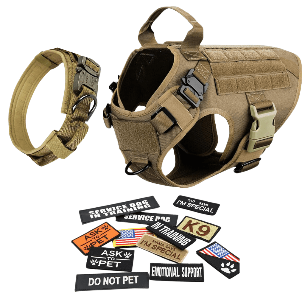 Classic Heavy-Duty Tactical No-Pull Team K9™ Dog Harness With Front & Back D-Rings, Quick-Release Metal-Buckles, Hook & Loop Panels, & Top Handle