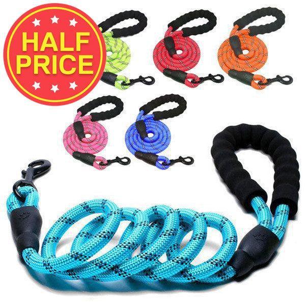Rope Dog Leads with Reflective Detailing & Foam Handle
