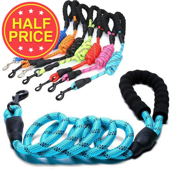 Rope Dog Leads with Reflective Detailing & Foam Handle