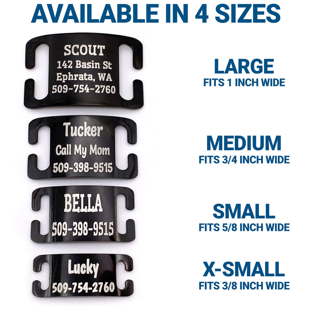 Silent Slide-On Pet Tags for Dogs and Cats, Stainless Steel in 7 Colors