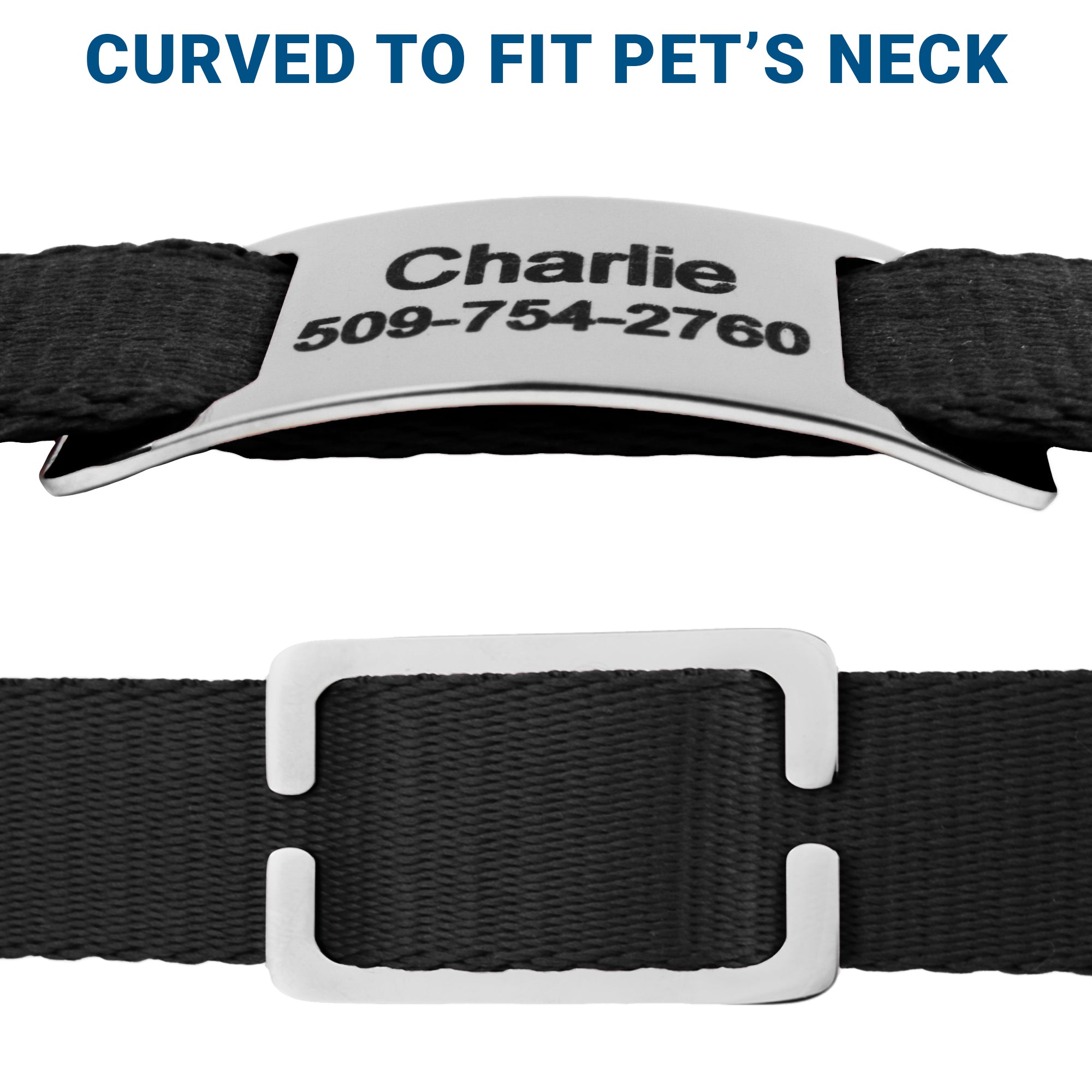 Silent Slide-On Pet Tags for Dogs and Cats, Stainless Steel in 7 Colors