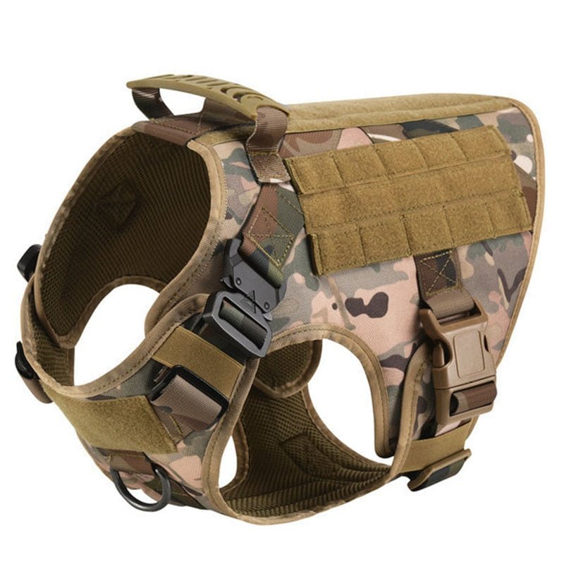 Classic Heavy-Duty Tactical No-Pull Team K9™ Dog Harness With Front & Back D-Rings, Quick-Release Metal-Buckles, Hook & Loop Panels, & Top Handle