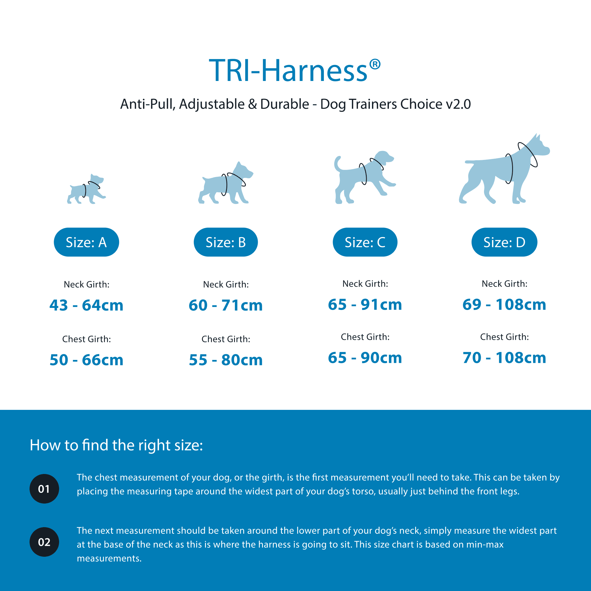 Training Anti Pull TRI-Harness® | M-XL Breeds - Black