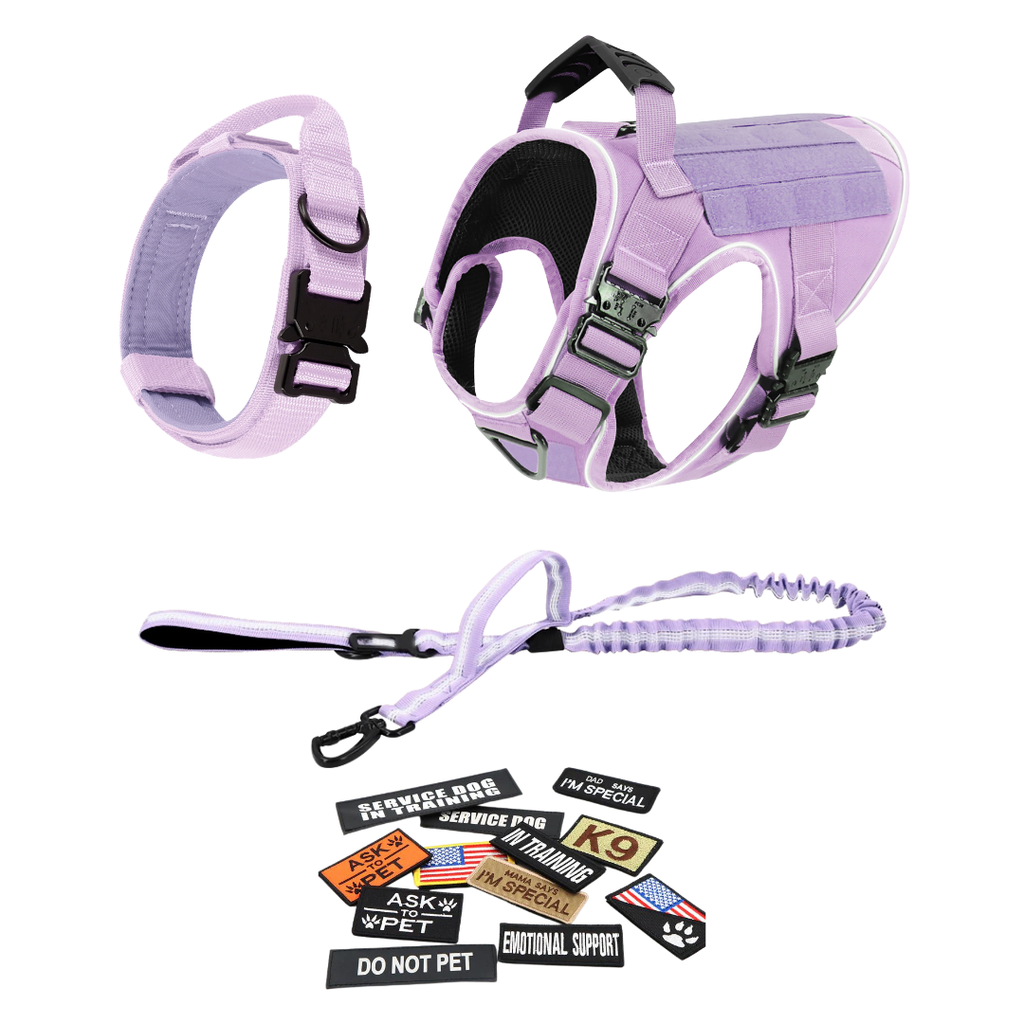 NEW Upgraded Tactical No-Pull Team K9™ Dog Harness with 4 Quick-Release Metal Buckles, Reinforced Front & Back V-Rings, Hook & Loop Panels, Adjustable Straps, Reflective Strips, & Top Handle