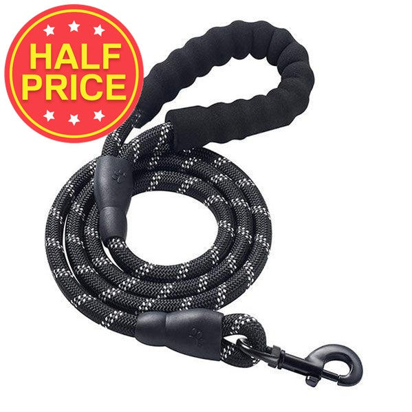 Rope Dog Leads with Reflective Detailing & Foam Handle