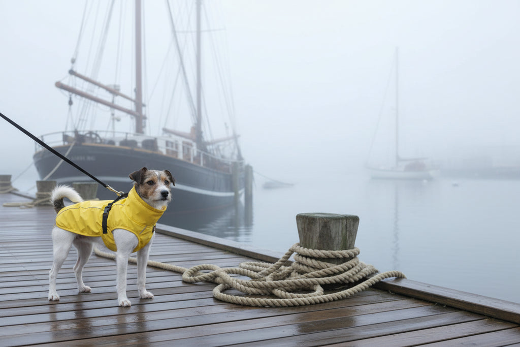 Vimy & DryDogs Lightweight Waterproof Raincoat with Harness Hole Zip