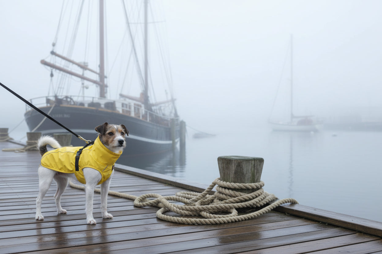 Vimy & DryDogs Lightweight Waterproof Raincoat with Harness Hole Zip