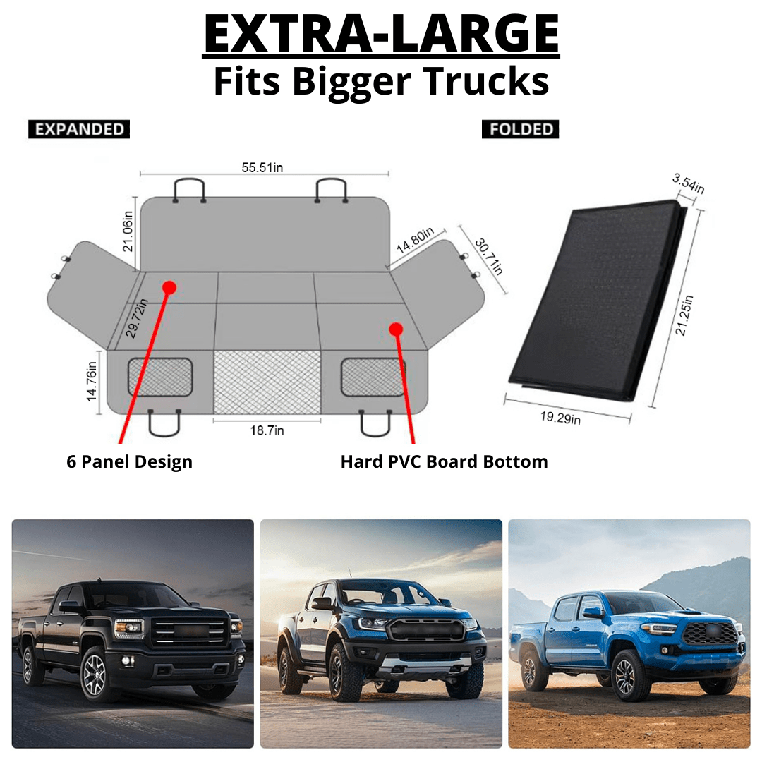 NEW Waterproof Hard Bottom Car & Truck Seat Foldable Hammock Cover With Storage Pockets, Side Flaps, Headrest Straps, Seat Anchors, & Mesh Window (+FREE SAFETY BELT!)