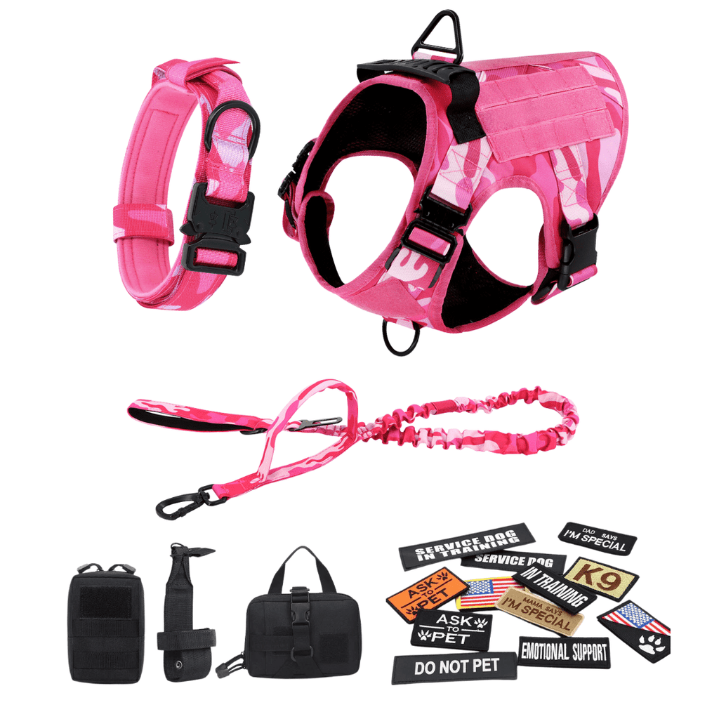 Classic Heavy-Duty Tactical No-Pull Team K9™ Dog Harness With Front & Back D-Rings, Quick-Release Metal-Buckles, Hook & Loop Panels, & Top Handle