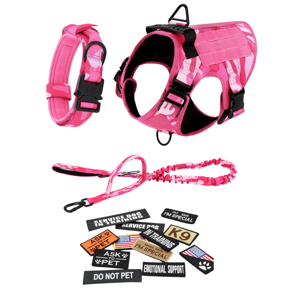Classic Heavy-Duty Tactical No-Pull Team K9™ Dog Harness With Front & Back D-Rings, Quick-Release Metal-Buckles, Hook & Loop Panels, & Top Handle