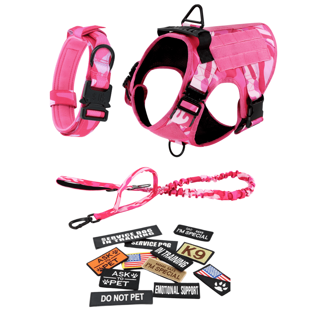 Classic Heavy-Duty Tactical No-Pull Team K9™ Dog Harness With Front & Back D-Rings, Quick-Release Metal-Buckles, Hook & Loop Panels, & Top Handle