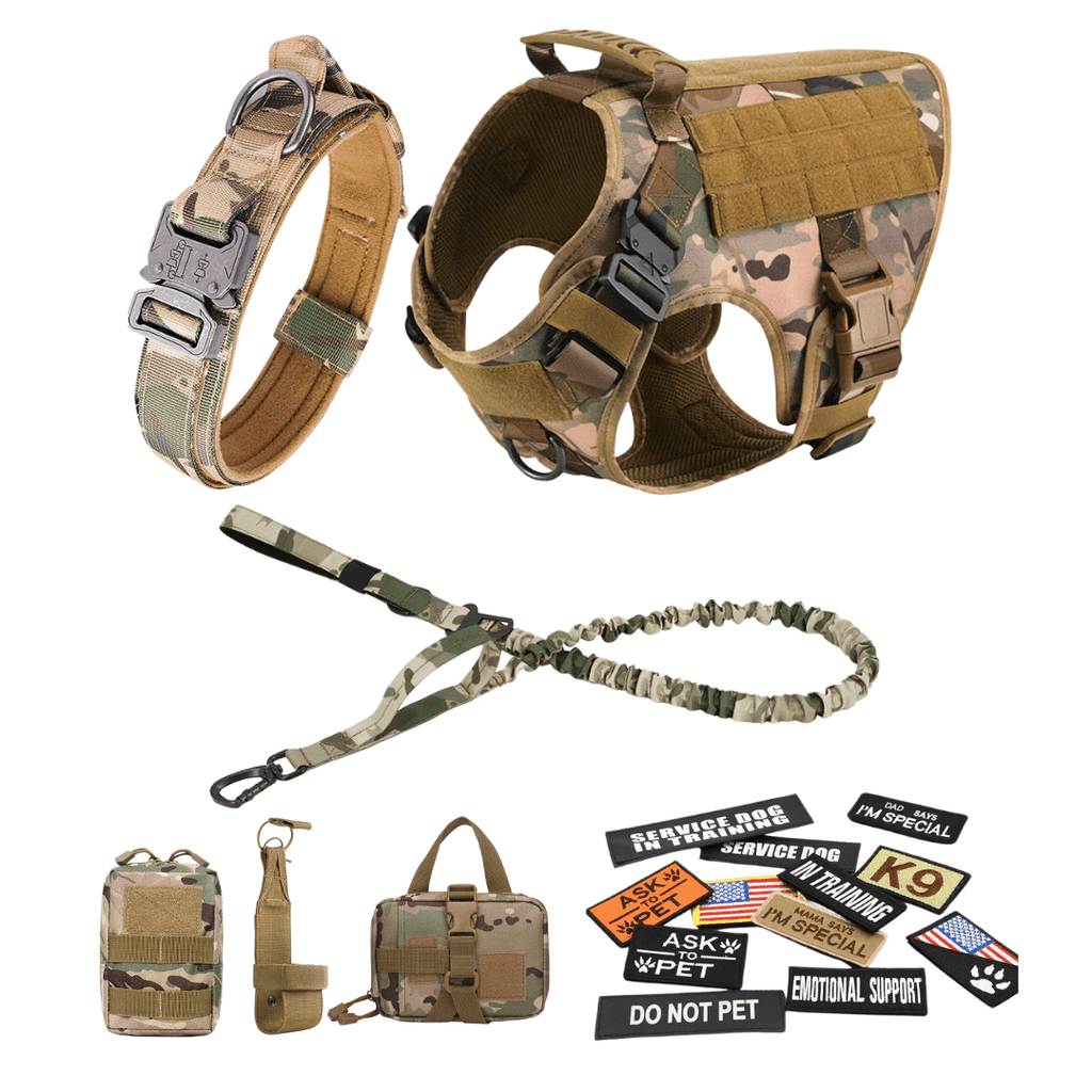 Classic Heavy-Duty Tactical No-Pull Team K9™ Dog Harness With Front & Back D-Rings, Quick-Release Metal-Buckles, Hook & Loop Panels, & Top Handle