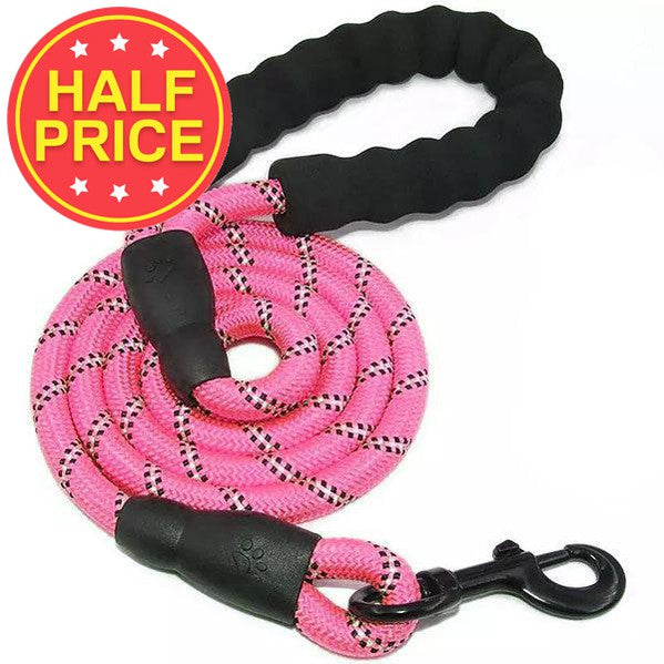 Rope Dog Leads with Reflective Detailing & Foam Handle