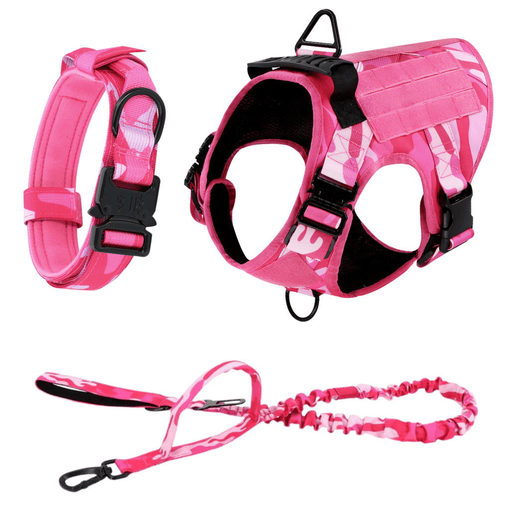 Classic Heavy-Duty Tactical No-Pull Team K9™ Dog Harness With Front & Back D-Rings, Quick-Release Metal-Buckles, Hook & Loop Panels, & Top Handle