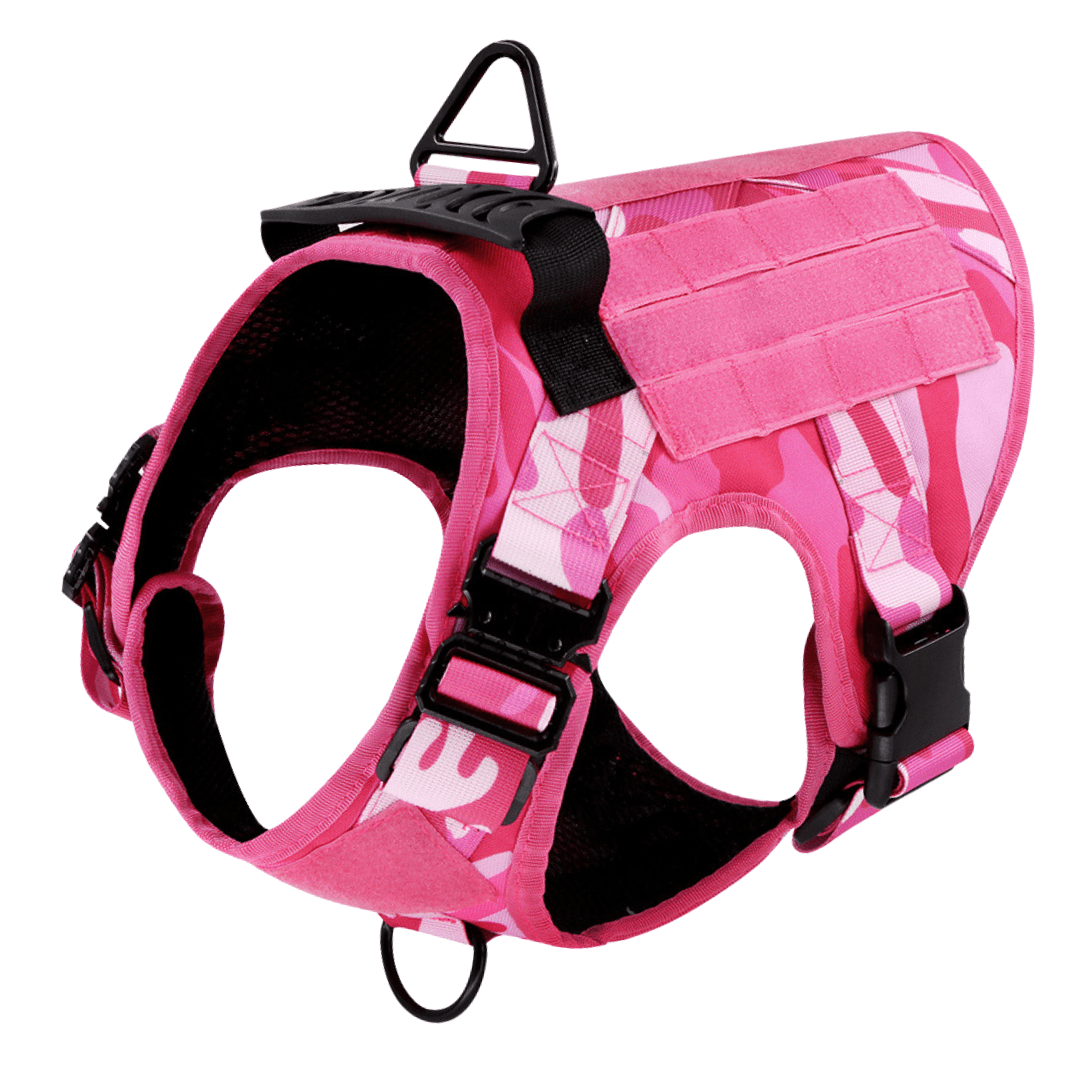 Classic Heavy-Duty Tactical No-Pull Team K9™ Dog Harness With Front & Back D-Rings, Quick-Release Metal-Buckles, Hook & Loop Panels, & Top Handle