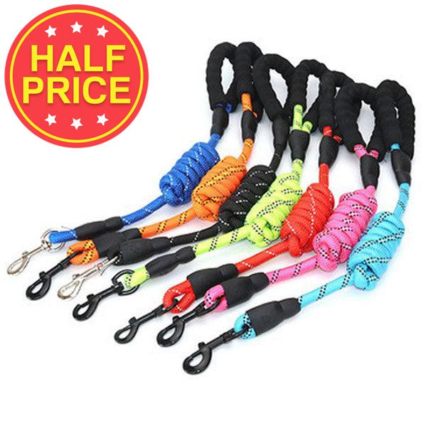 Rope Dog Leads with Reflective Detailing & Foam Handle